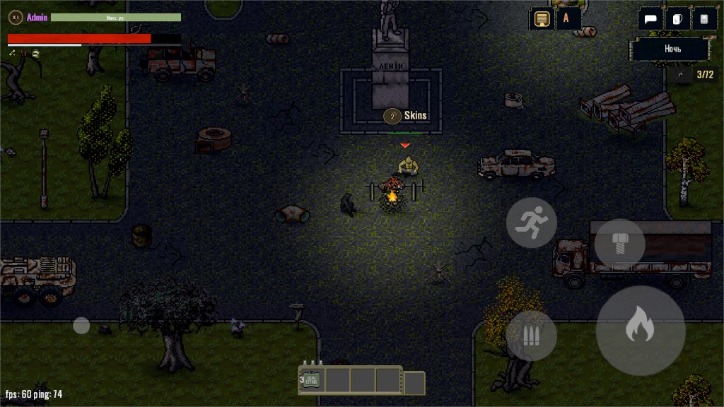 Project zone 2d online — костёр у памятника, ночная Зона